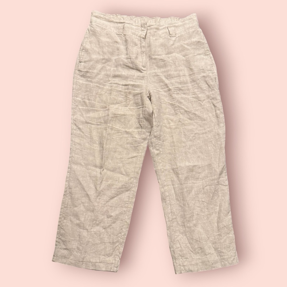 Chicos %100 Linen Paper Bag Pants